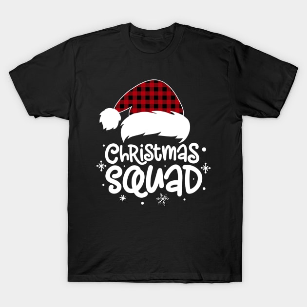 Christmas Squad Buffalo Plaid Santa Hat Family Matching Pajama T-Shirt by Sincu